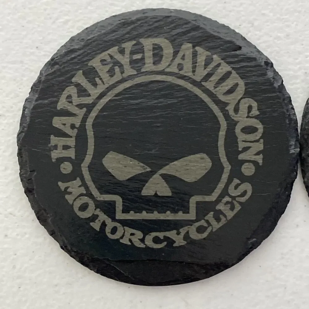 Harley Davidson Willie G. Skull Design Coasters Set of 2 Black Jagged Edge Rock